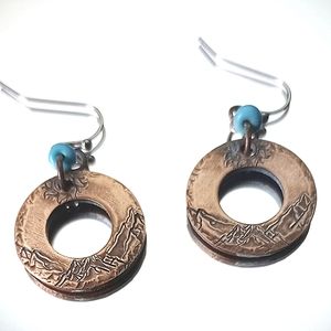 Hand stamped copper earrings
